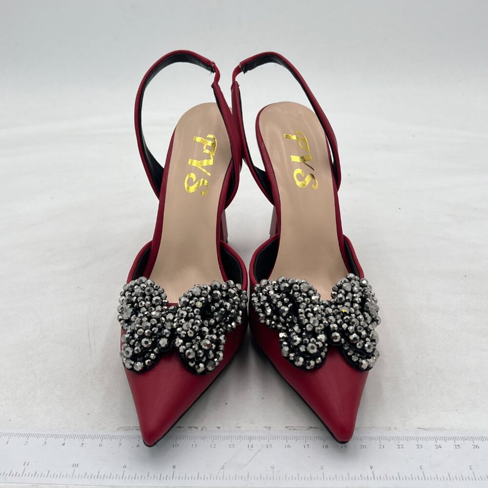 Fys Dark Red Pretty Elegant Slip On Pointed Toe B… - image 3